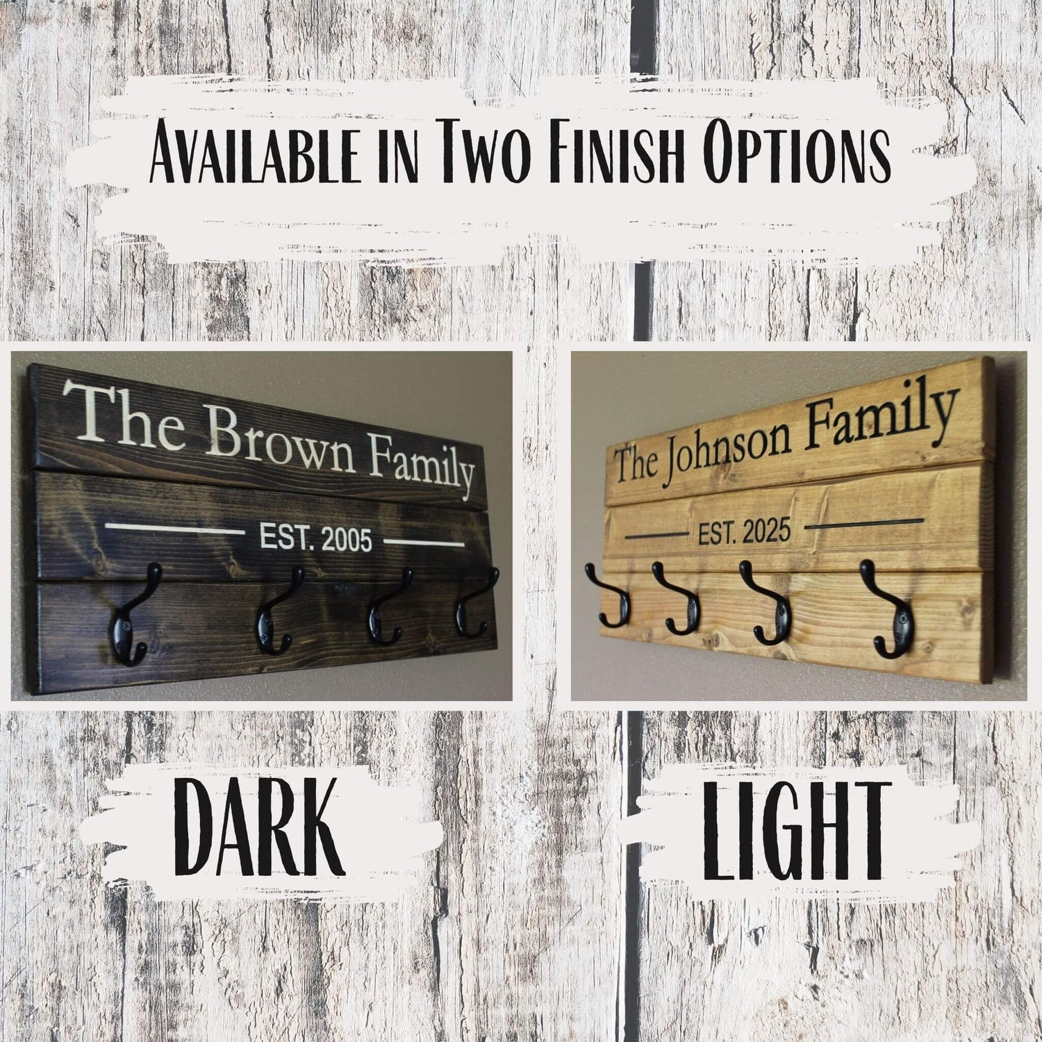 Personalized Family Coat Rack - Dark