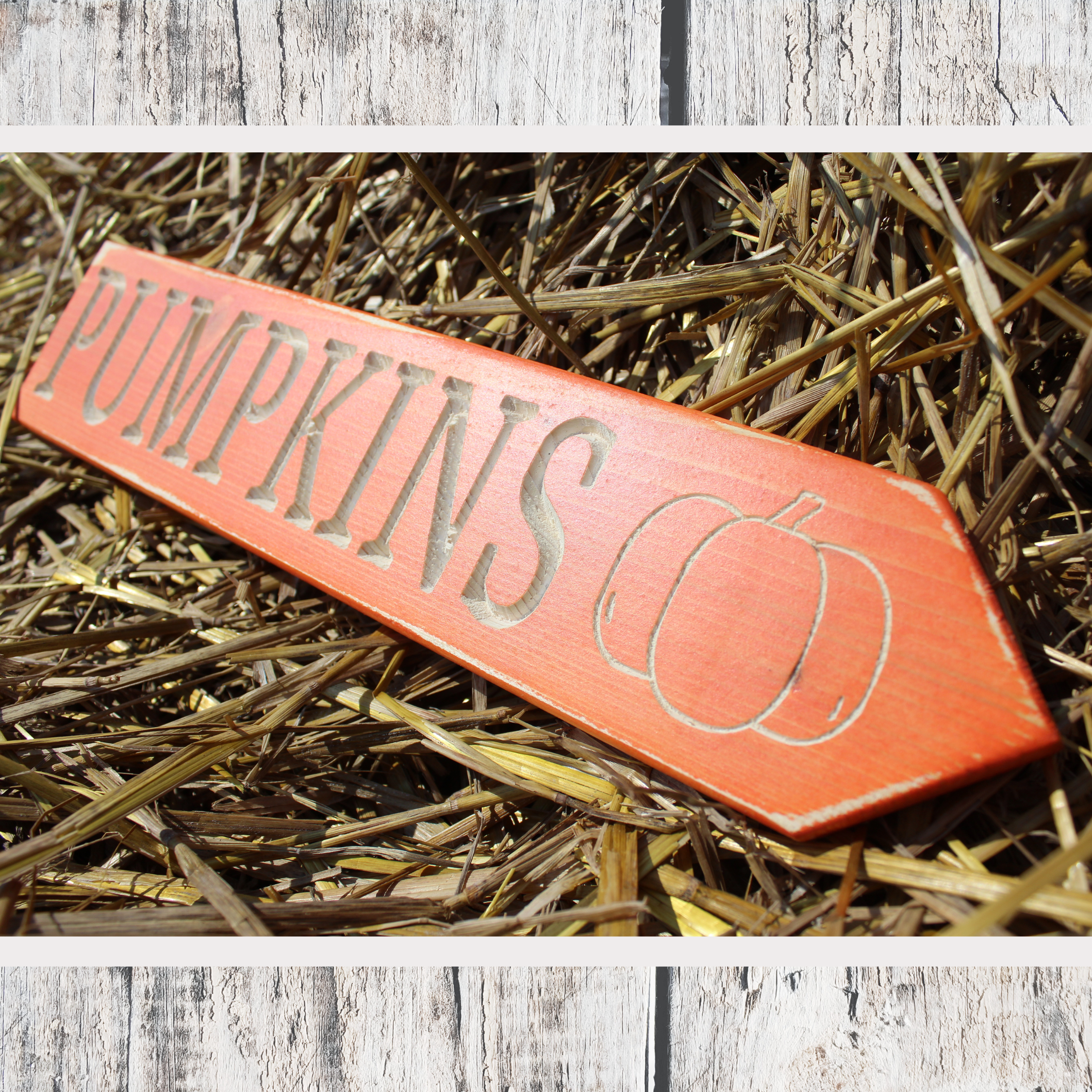 Rustic Pumpkins Sign – Carved Wood PUMPKINS Farmhouse Fall Decor