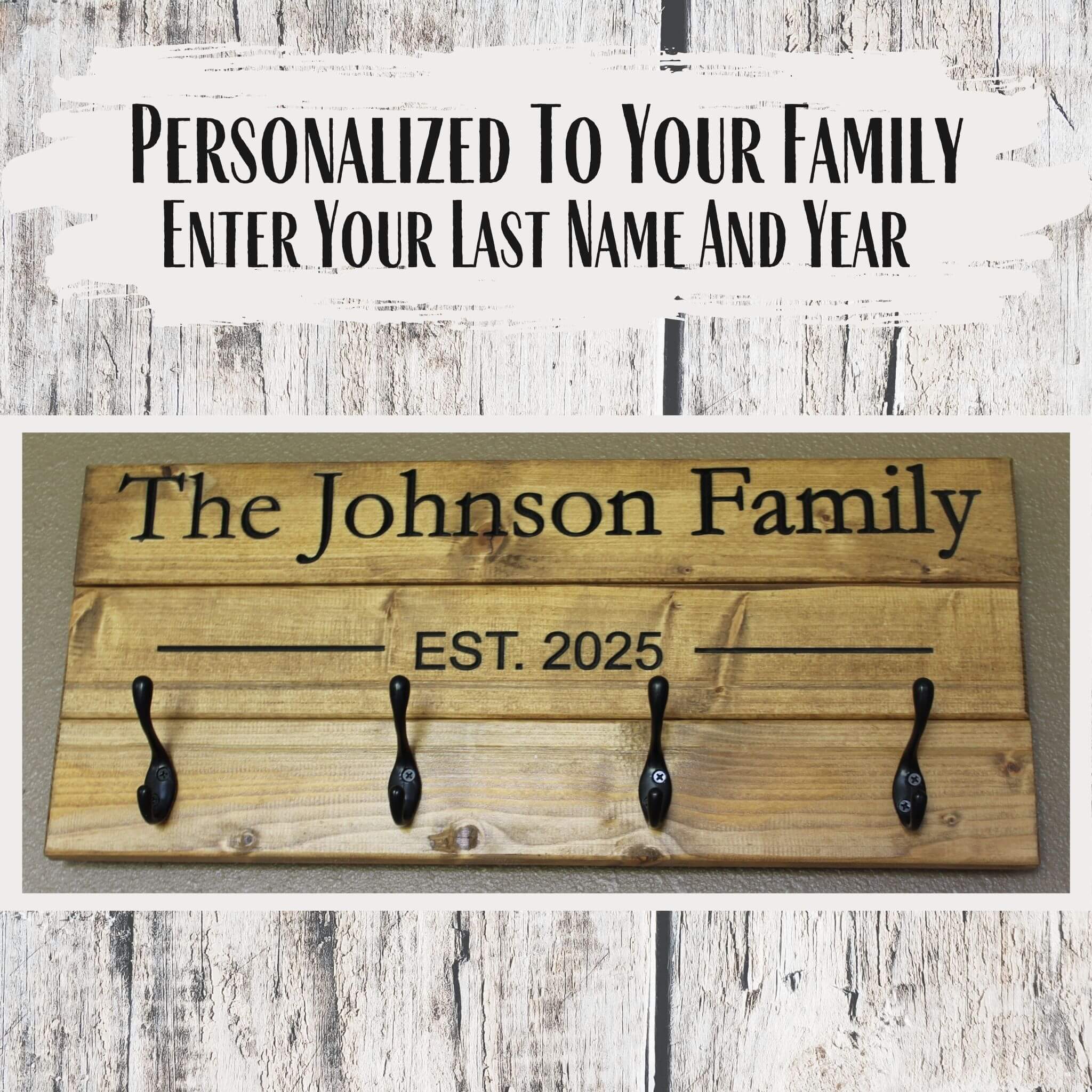 Personalized Family Coat Rack - Light