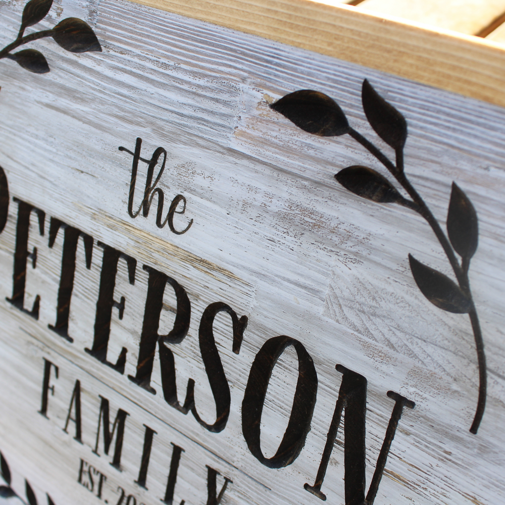 Personalized Carved Family Name Wooden Sign – Rustic Brook Farm