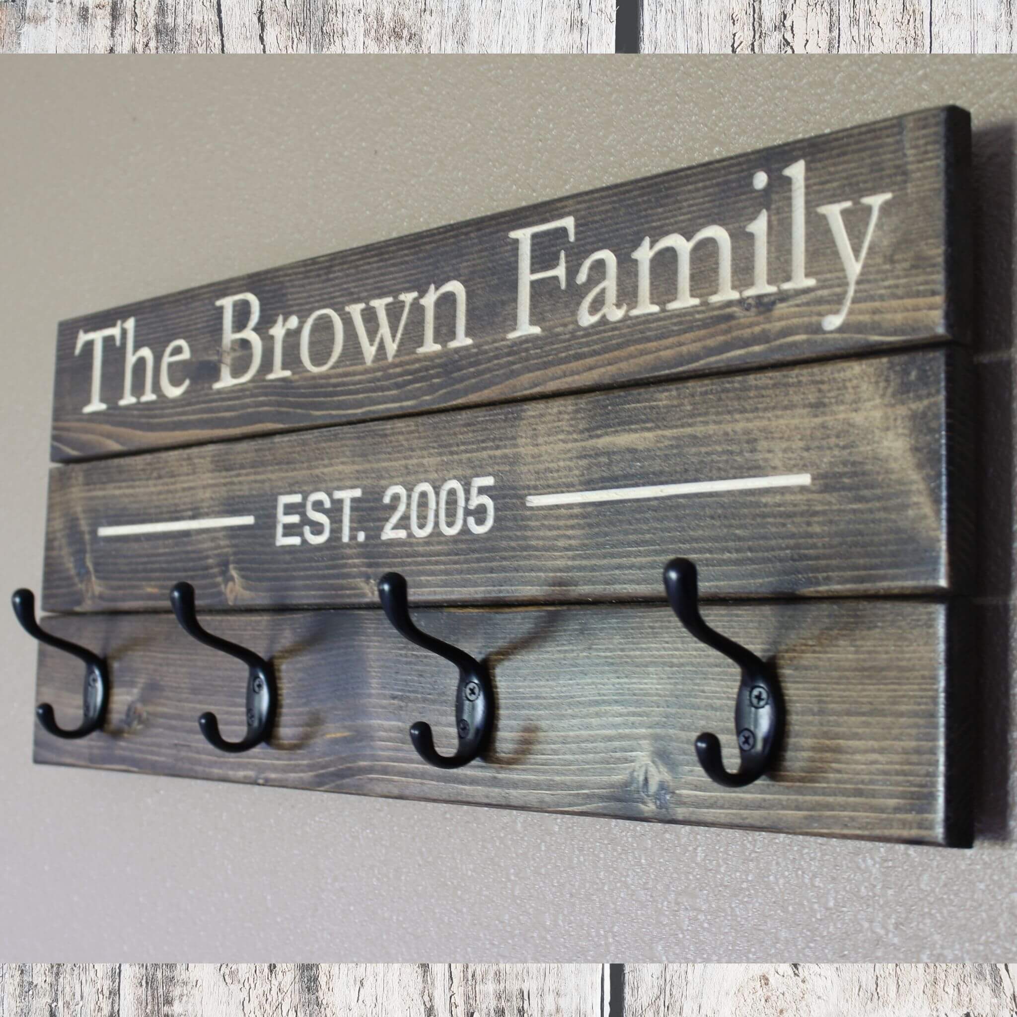 Personalized Family Coat Rack - Dark