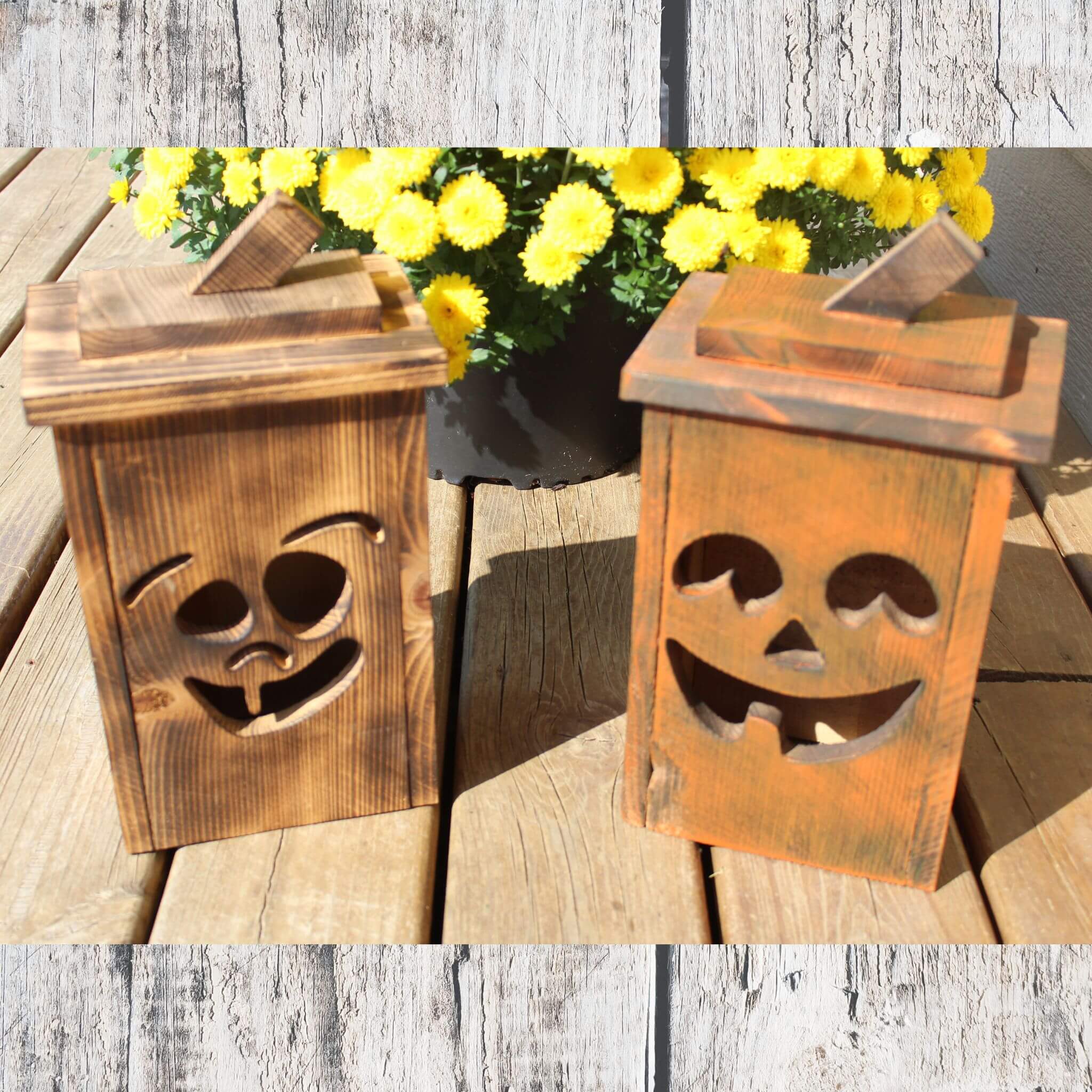 Rustic Wooden Jack O' Lantern