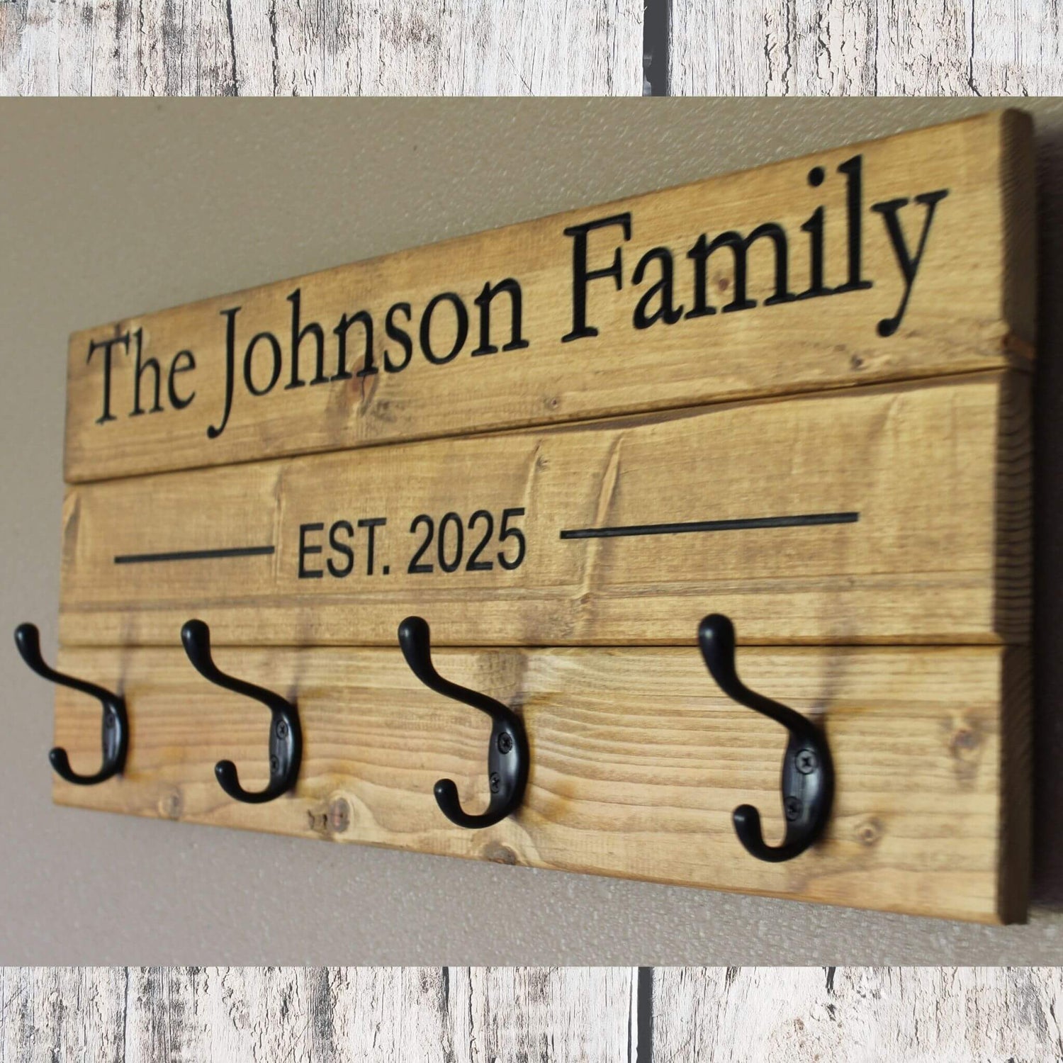 Personalized Family Coat Rack - Light