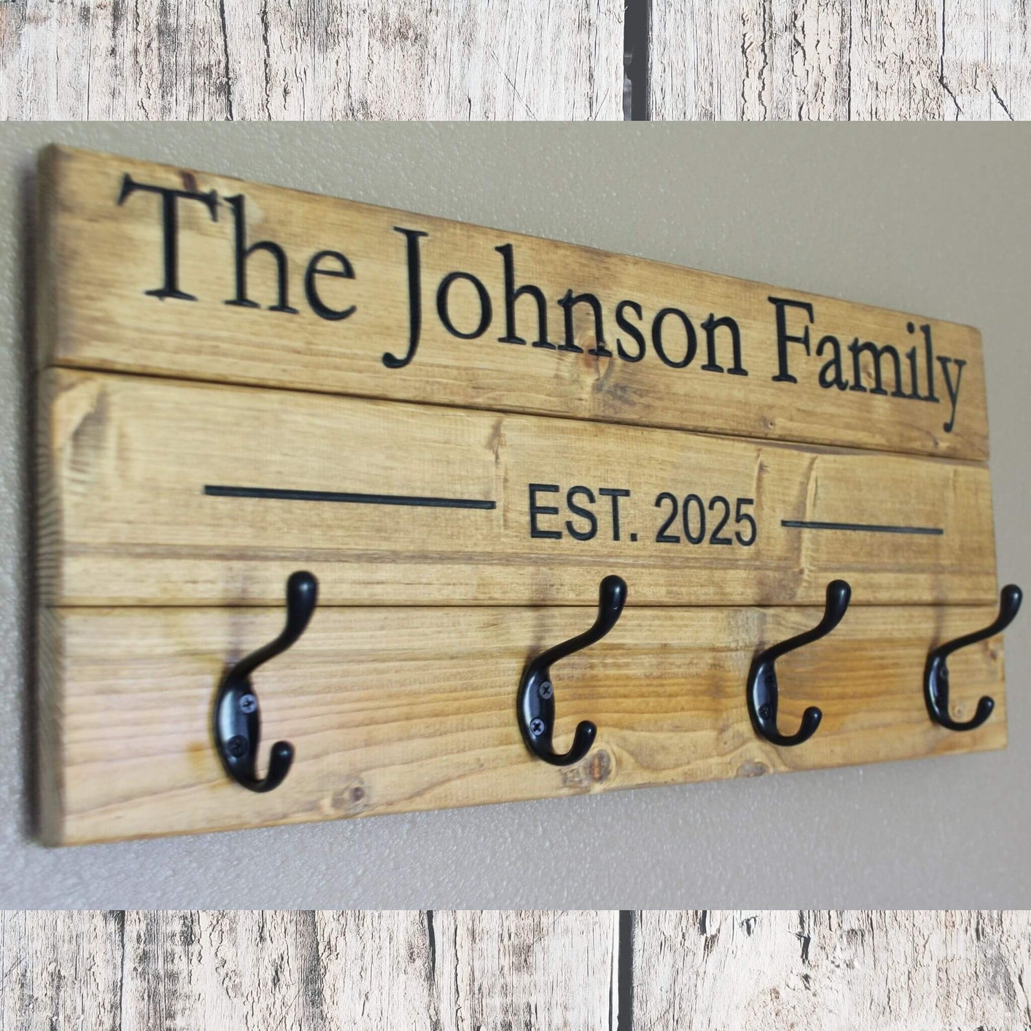 Personalized Family Coat Rack - Light