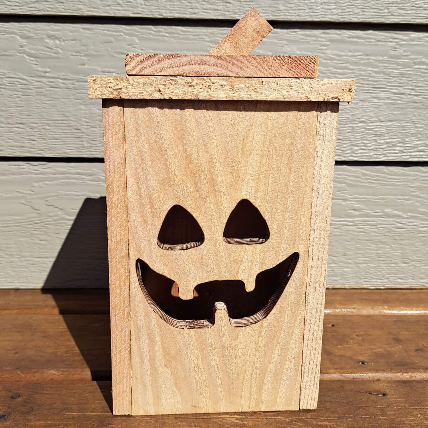 Rustic Wooden Jack O' Lantern