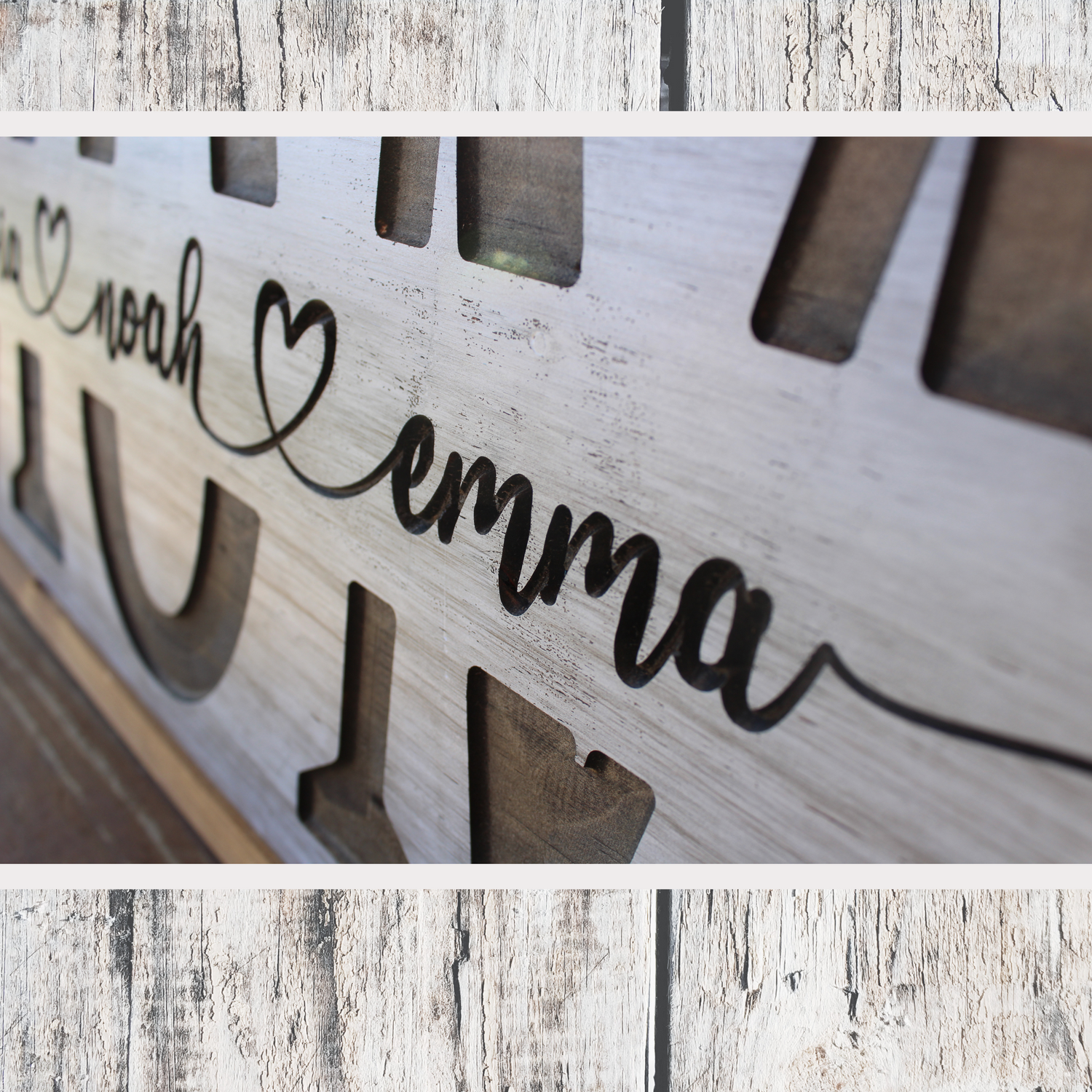 Personalized "MOM" Carved Wooden Sign - Custom with Children's Names