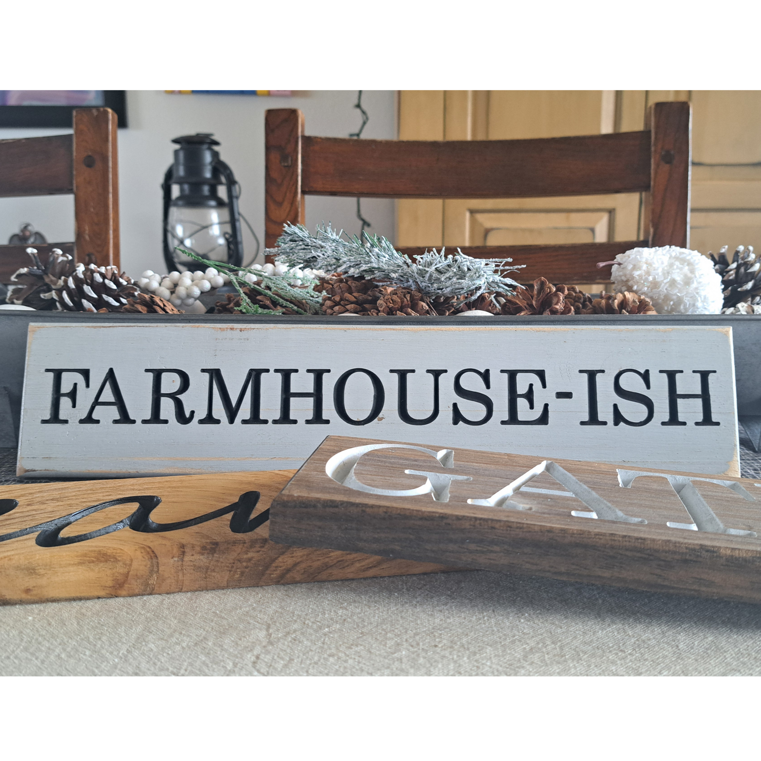 Farmhouse-ish Carved Wooden Sign