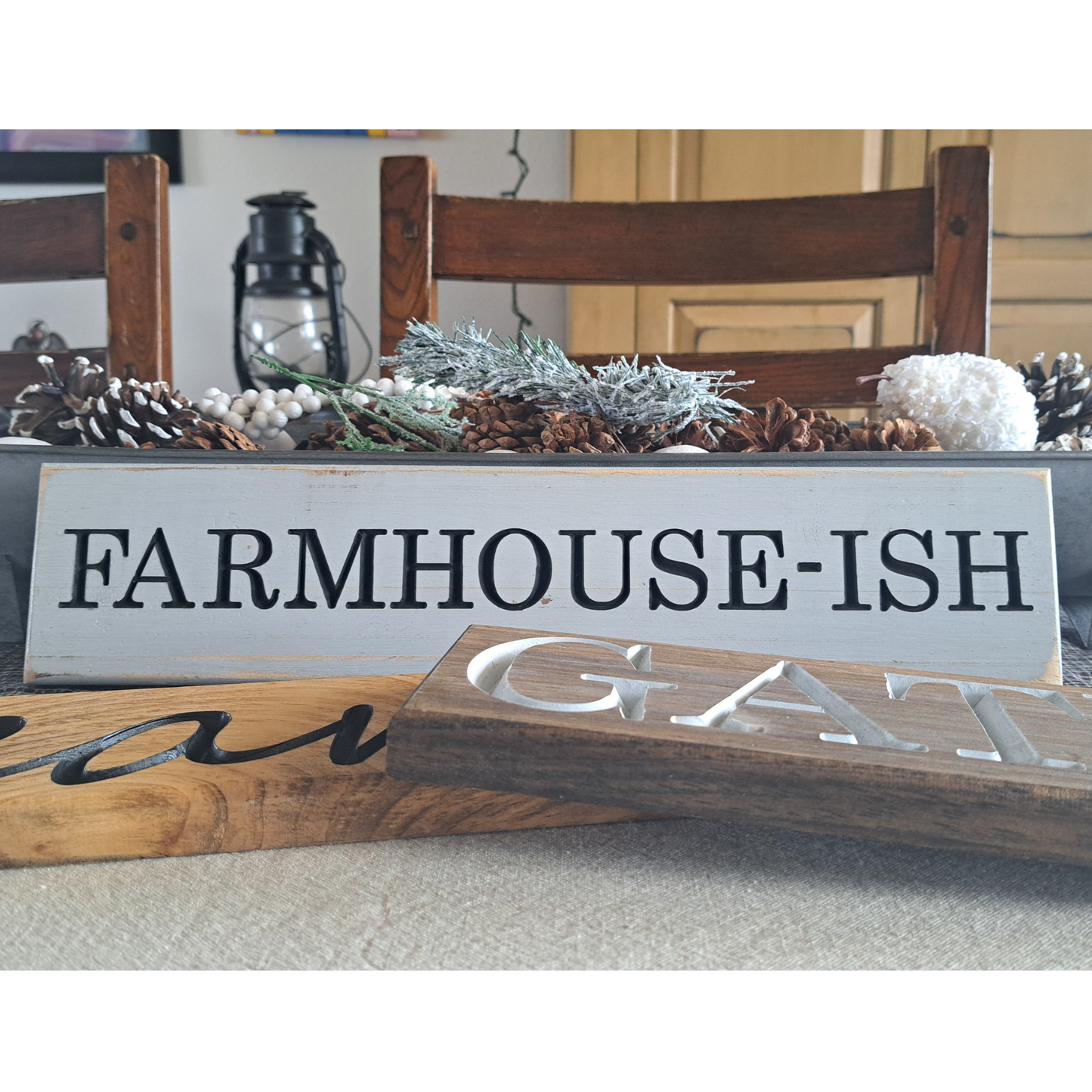 Farmhous-ish Carved Wooden Sign