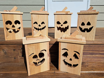 Rustic Wooden Jack O' Lantern