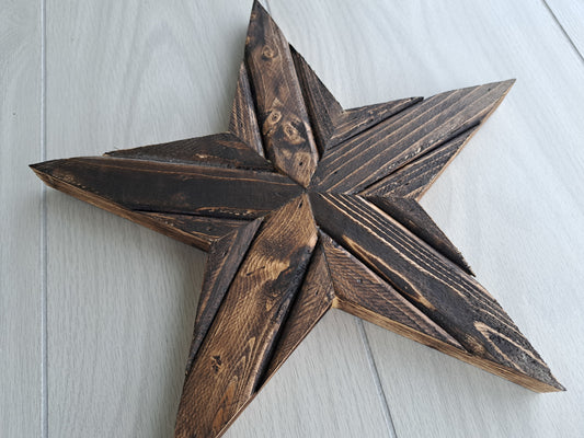 Rustic Wooden Star With Dark Pine Finish