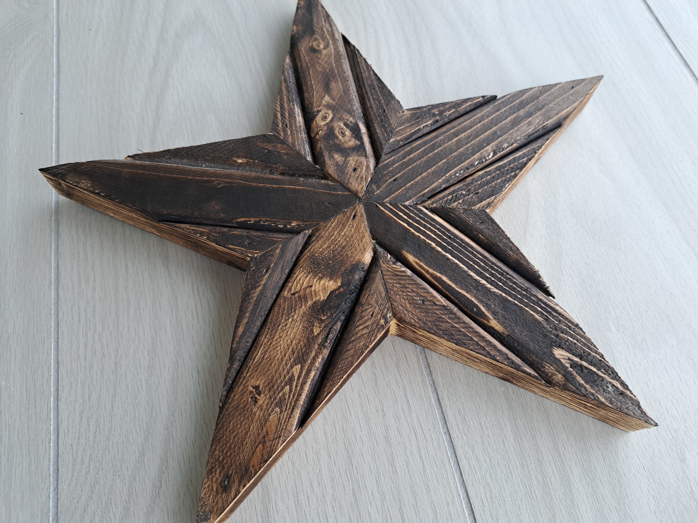 Rustic Wooden Star With Dark Pine Finish