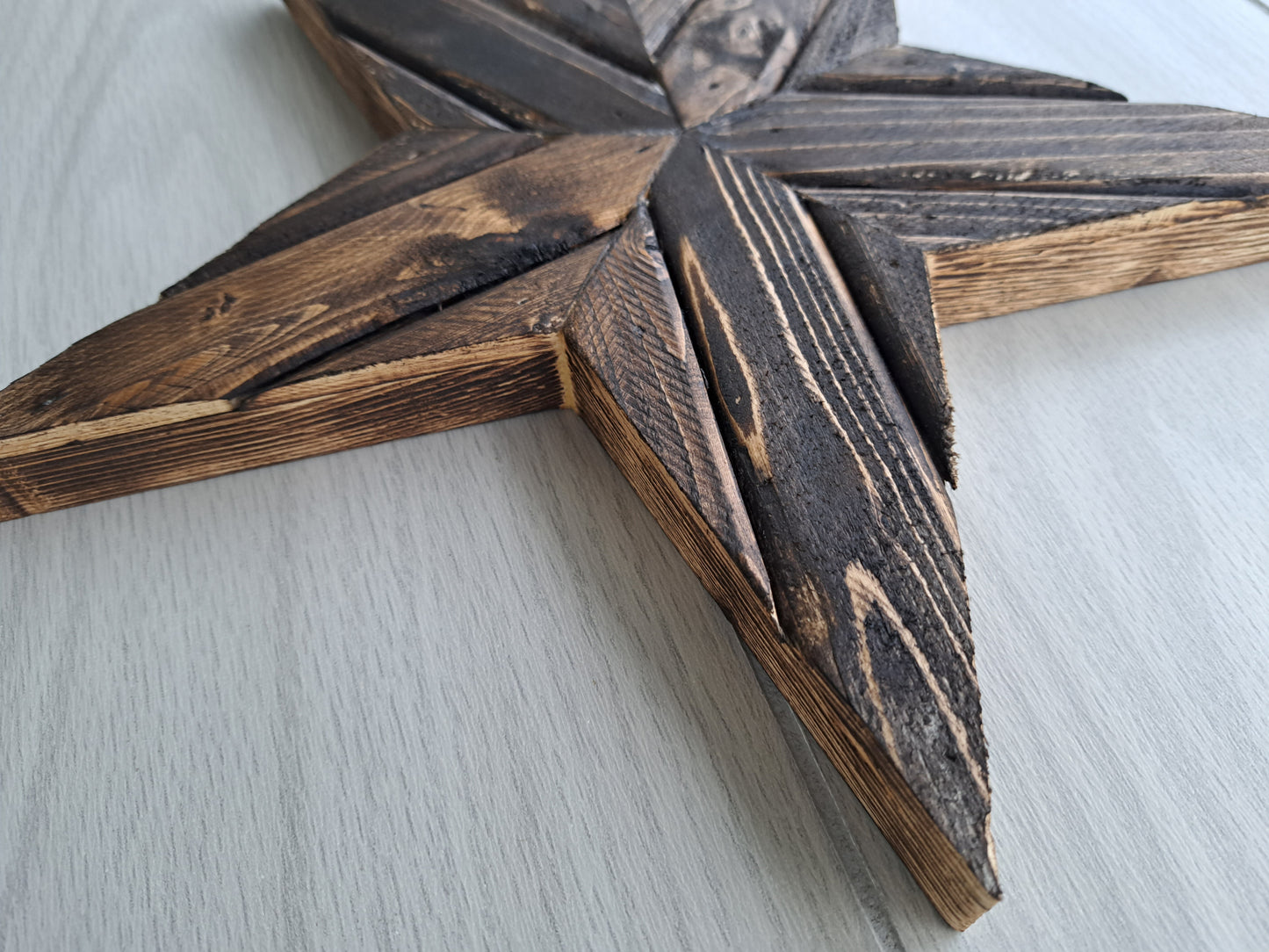 Rustic Wooden Star With Dark Pine Finish