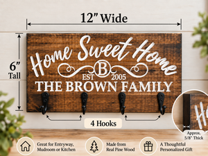 Key rack dimensions: 12 inches wide, 6 inches tall and approximately 5/8 inch thick