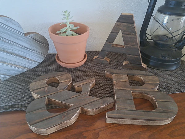 Rustic Wood Letters Dark Pine