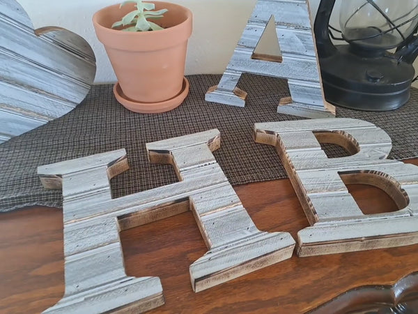 Rustic Wood Letters Weathered White