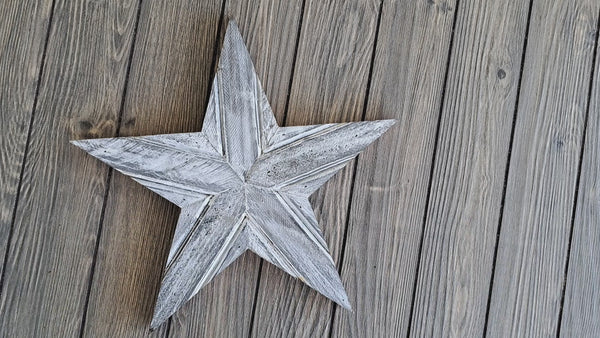 Rustic Wooden Star With Weathered White Finish